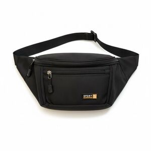 SPORT S Black Hiking Waist Pack with 3 Zippered Pockets